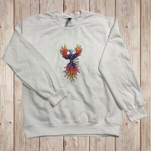 NWT Original Artwork Crewneck Sweatshirt "Beauty From Ashes" Phoenix White Small